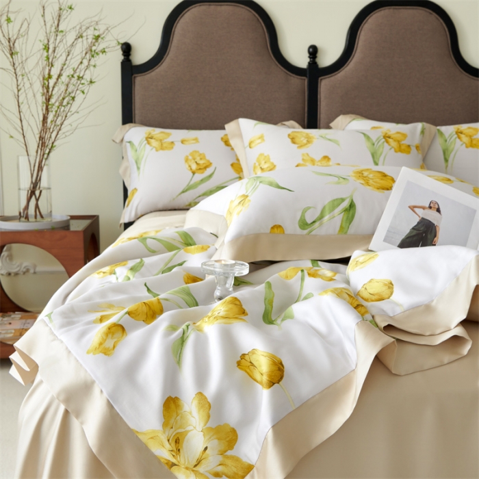 91家纺网 家纺一手货源 找家纺 2023新款印花天丝夏被四件套 玉芙