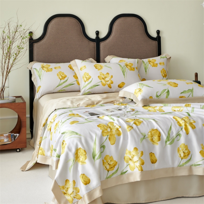 91家纺网 家纺一手货源 找家纺 2023新款印花天丝夏被四件套 玉芙