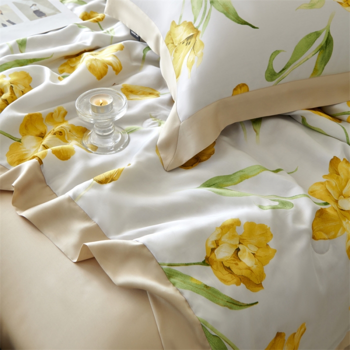 91家纺网 家纺一手货源 找家纺 2023新款印花天丝夏被四件套 玉芙