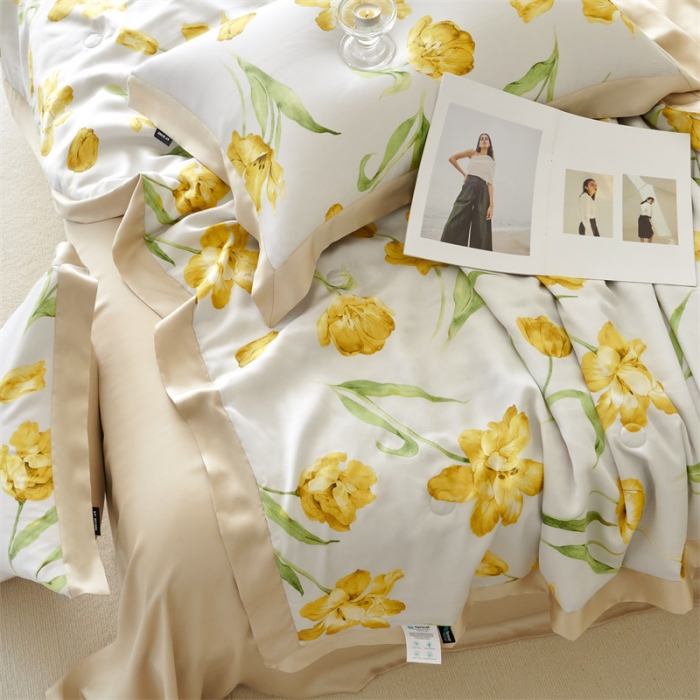 91家纺网 家纺一手货源 找家纺 2023新款印花天丝夏被四件套 玉芙