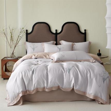 91家纺网 家纺一手货源 找家纺 2023新款印花天丝四件套 暮雨