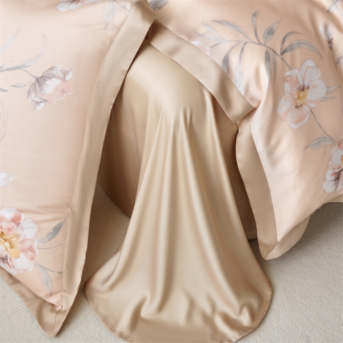 91家纺网 家纺一手货源 找家纺 2023新款印花天丝四件套 音雅 玉色