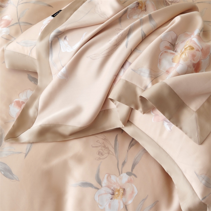 91家纺网 家纺一手货源 找家纺 2023新款印花天丝四件套 音雅 玉色