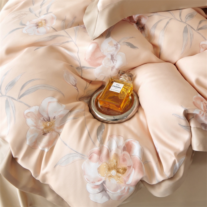 91家纺网 家纺一手货源 找家纺 2023新款印花天丝四件套 音雅 玉色