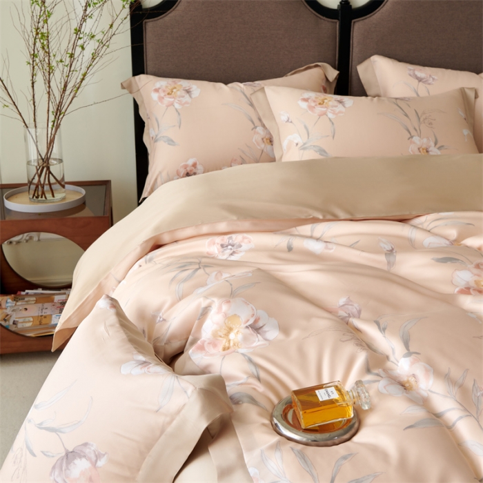 91家纺网 家纺一手货源 找家纺 2023新款印花天丝四件套 音雅 玉色