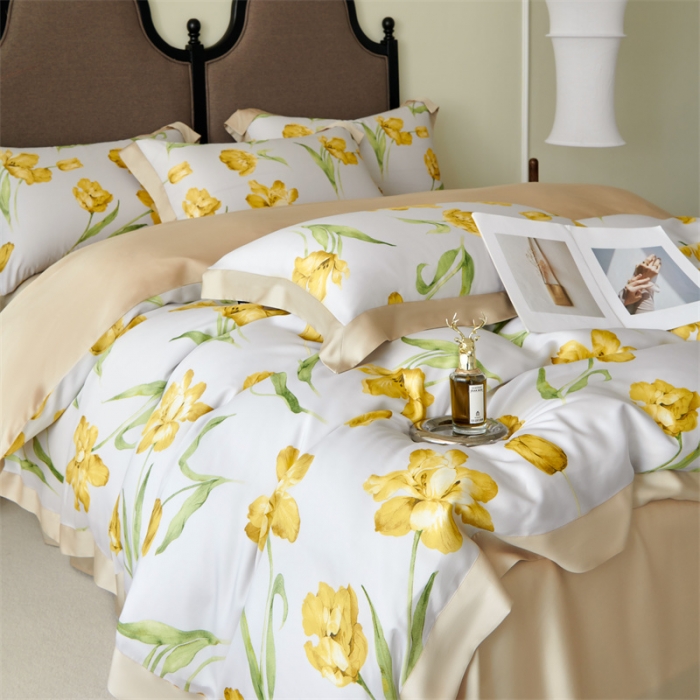 91家纺网 家纺一手货源 找家纺 2023新款印花天丝四件套 玉芙