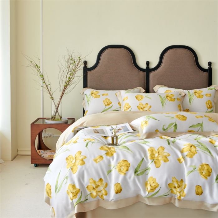 91家纺网 家纺一手货源 找家纺 2023新款印花天丝四件套 玉芙