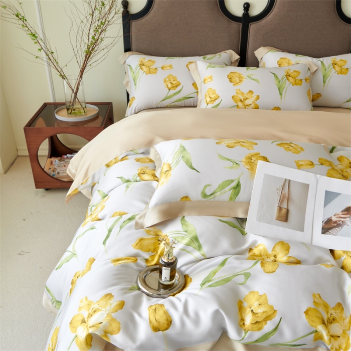 91家纺网 家纺一手货源 找家纺 2023新款印花天丝四件套 玉芙