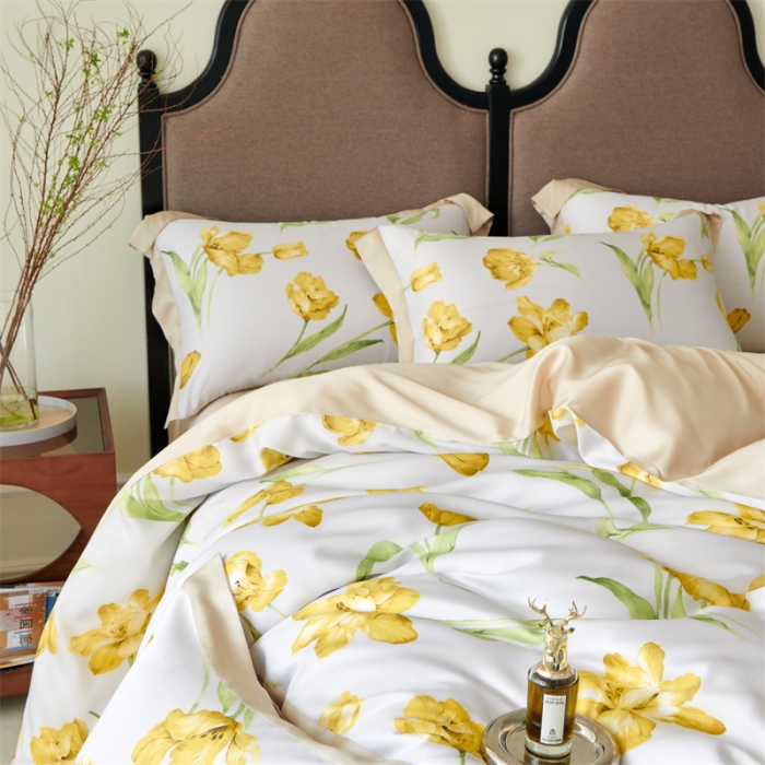 91家纺网 家纺一手货源 找家纺 2023新款印花天丝四件套 玉芙