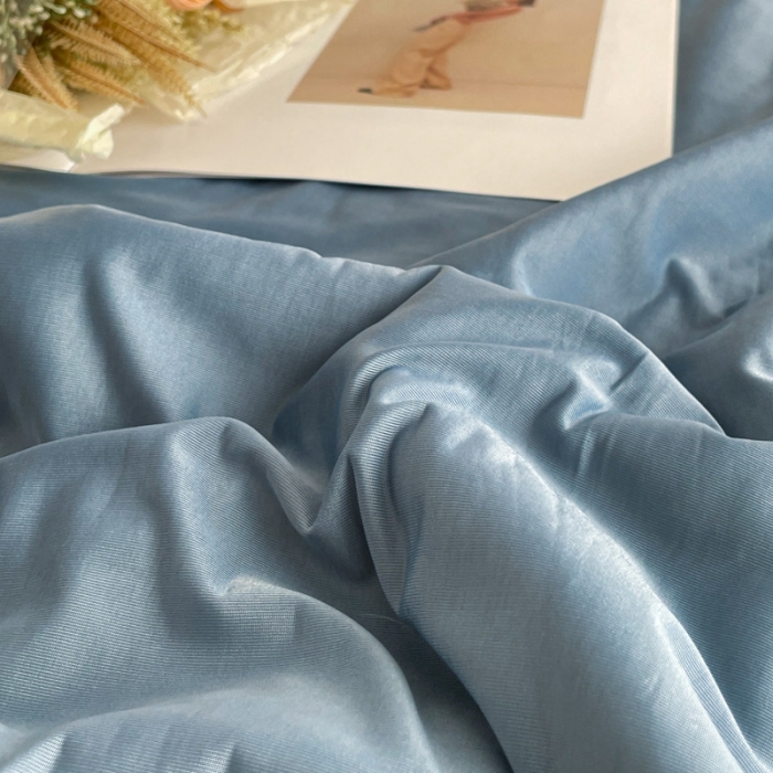 91家纺网 家纺一手货源 找家纺 欧邦  新款纯色凉感丝乳胶床笠款夏被四件套 藏蓝