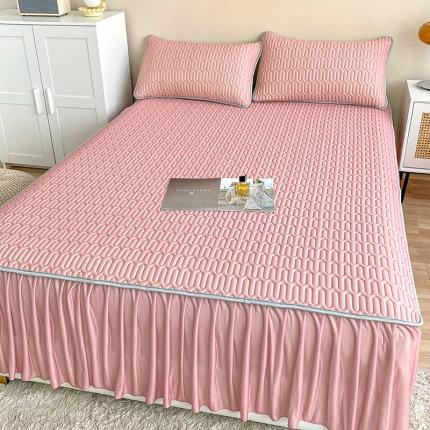 91家纺网 家纺一手货源 找家纺 总A类抗菌0.5乳胶凉席花边床裙三件套可组合夏被四件套提供买家秀