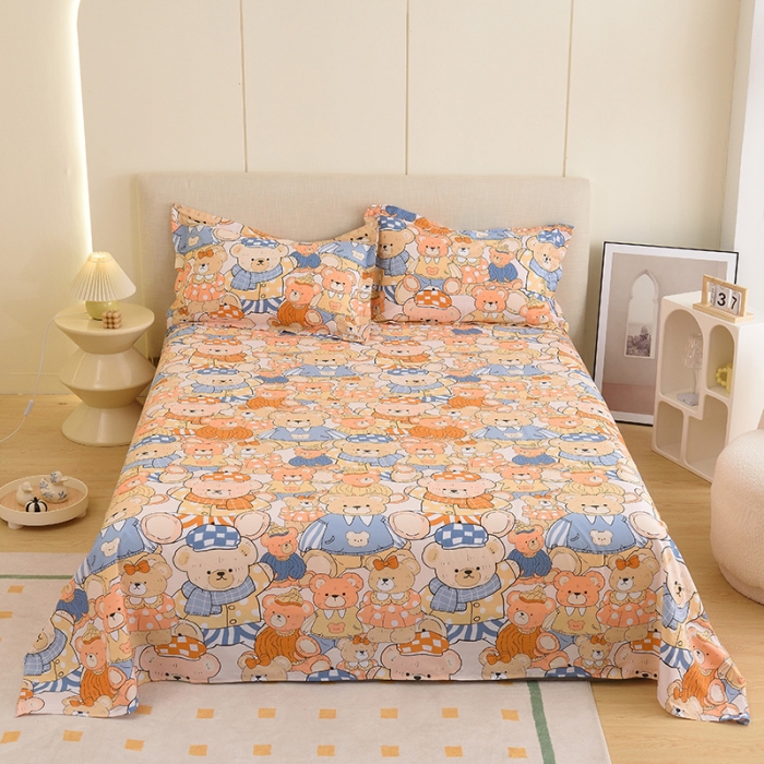 91家纺网 家纺一手货源 找家纺 启优 2023新款 全棉单床单 卡通世界