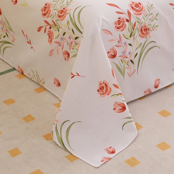 91家纺网 家纺一手货源 找家纺 启优 2023新款 全棉单床单 手捧花