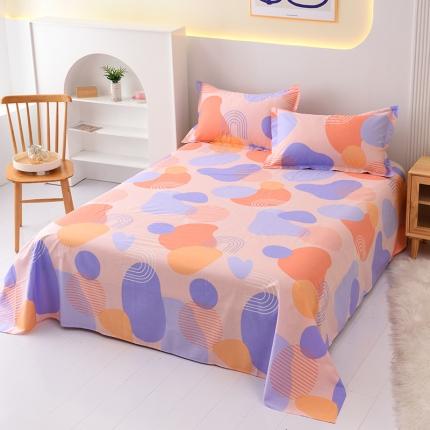 启优 2023新款 全棉单床单 橘色幻想