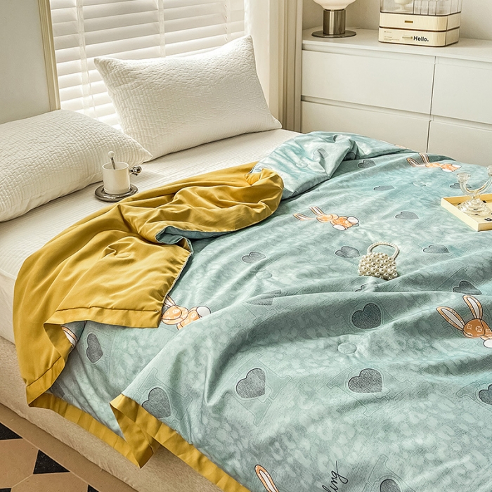 91家纺网 家纺一手货源 找家纺 （总）亚龙 2023新款水洗真丝夏被四件套