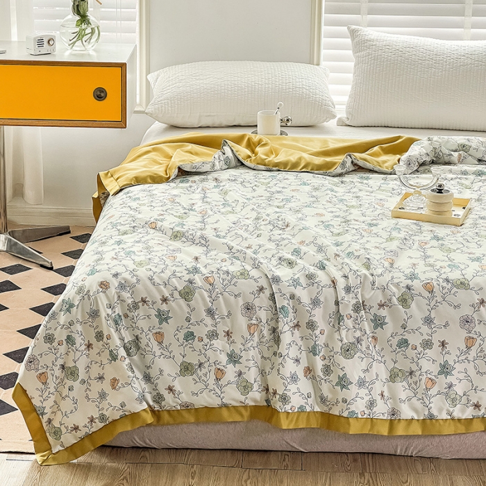 91家纺网 家纺一手货源 找家纺 亚龙 2023新款水洗真丝夏被四件套 花开幽梦