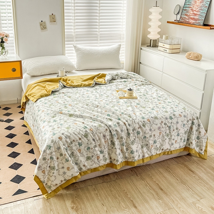 91家纺网 家纺一手货源 找家纺 亚龙 2023新款水洗真丝夏被四件套 花开幽梦