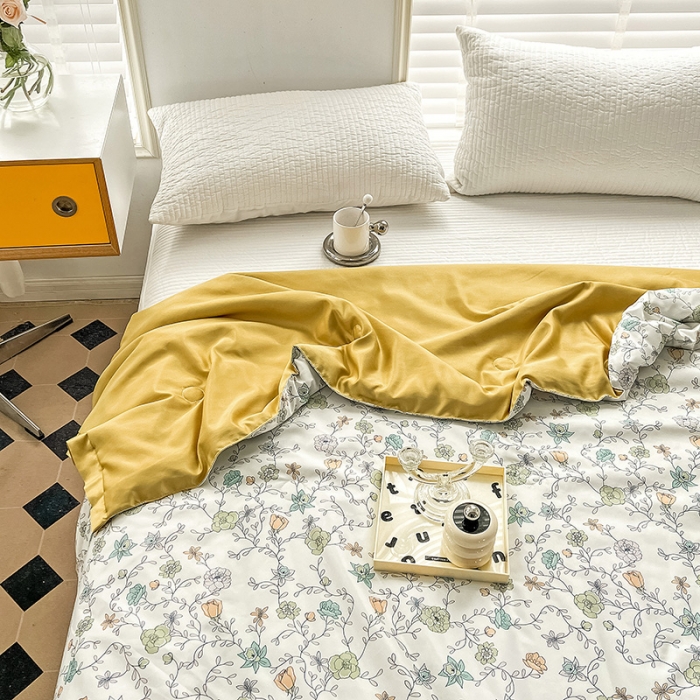 91家纺网 家纺一手货源 找家纺 亚龙 2023新款水洗真丝夏被四件套 花开幽梦