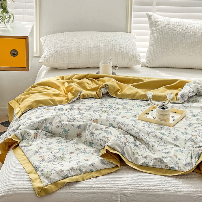 91家纺网 家纺一手货源 找家纺 亚龙 2023新款水洗真丝夏被四件套 花开幽梦