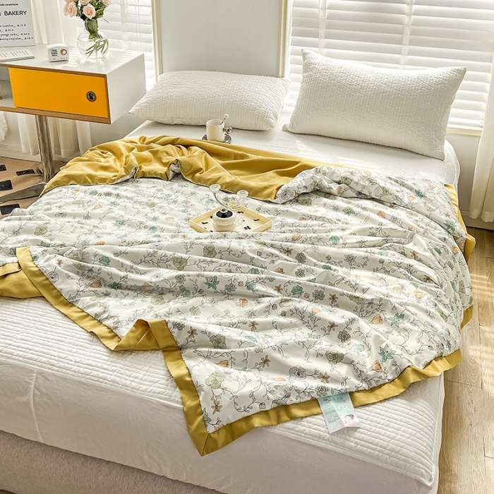 91家纺网 家纺一手货源 找家纺 亚龙 2023新款水洗真丝夏被四件套 花开幽梦