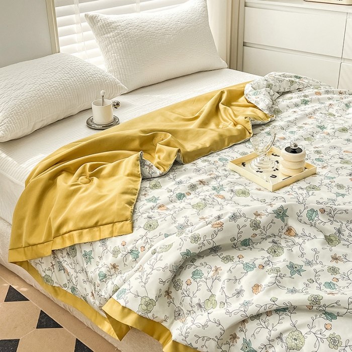 91家纺网 家纺一手货源 找家纺 亚龙 2023新款水洗真丝夏被四件套 花开幽梦