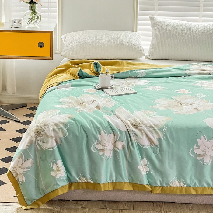 91家纺网 家纺一手货源 找家纺 亚龙 2023新款水洗真丝夏被四件套 花月