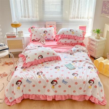 91家纺网 家纺一手货源 找家纺 （总）2025新款吾欢心糯小棉韩版花边夏被四件套