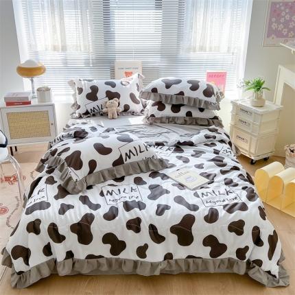 91家纺网 家纺一手货源 找家纺 （总）2025新款吾欢心糯小棉韩版花边夏被四件套