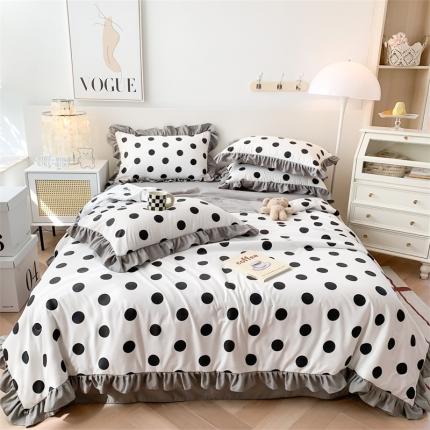 91家纺网 家纺一手货源 找家纺 2025新款吾欢心糯小棉韩版花边夏被四件套 时尚点点