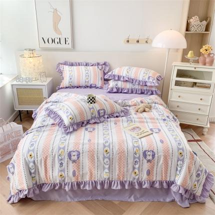 91家纺网 家纺一手货源 找家纺 （总）2025新款吾欢心糯小棉韩版花边夏被四件套