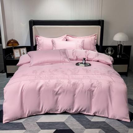 91家纺网 家纺一手货源 找家纺 （总）靓生活 2023新款纯色轻奢水洗磨毛绣花四件套-爱情玫瑰