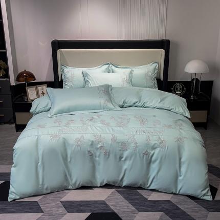 91家纺网 家纺一手货源 找家纺 （总）靓生活 2023新款纯色轻奢水洗磨毛绣花四件套-爱情玫瑰