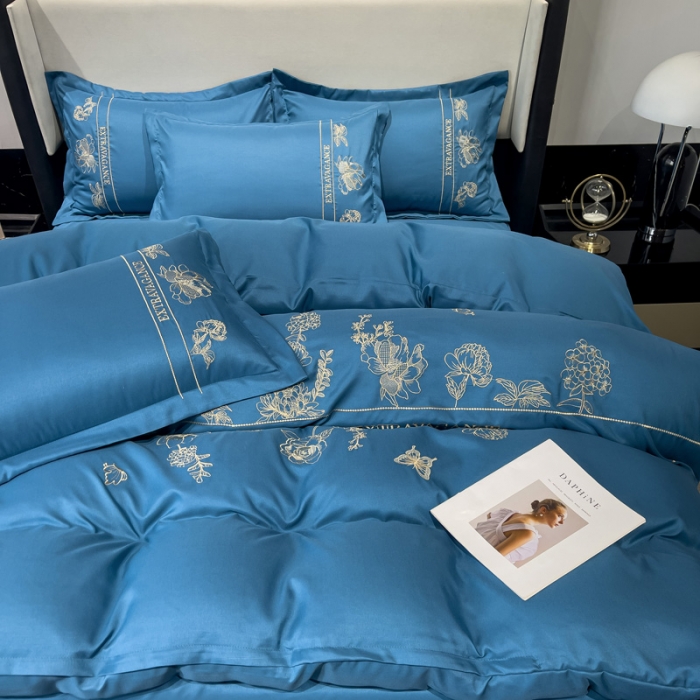 91家纺网 家纺一手货源 找家纺 靓生活 2023新款纯色轻奢水洗磨毛绣花四件套-爱情玫瑰 爱情玫瑰-宾利兰