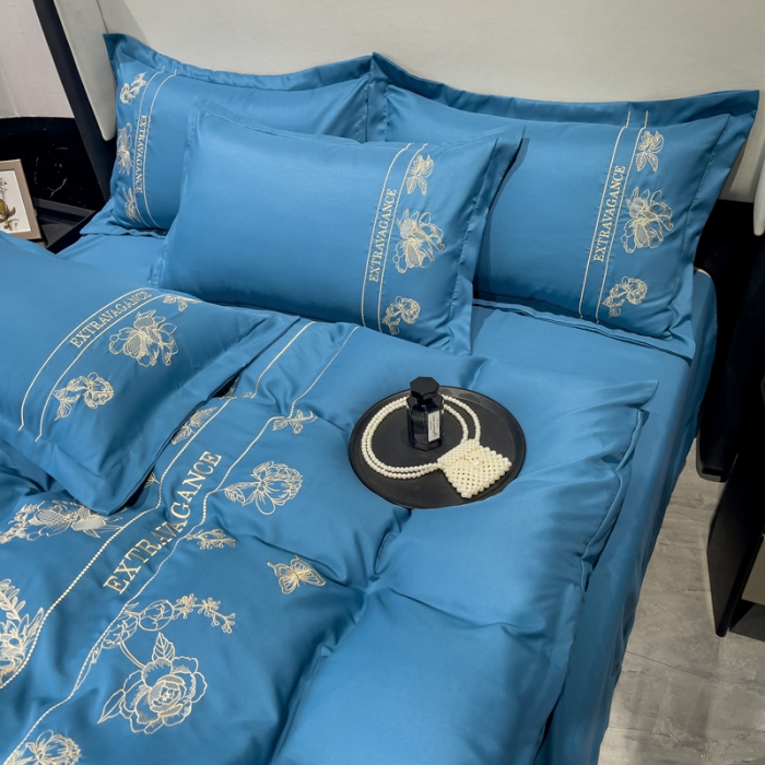 91家纺网 家纺一手货源 找家纺 靓生活 2023新款纯色轻奢水洗磨毛绣花四件套-爱情玫瑰 爱情玫瑰-宾利兰