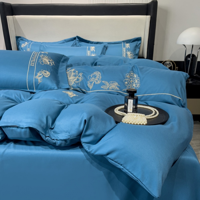 91家纺网 家纺一手货源 找家纺 靓生活 2023新款纯色轻奢水洗磨毛绣花四件套-爱情玫瑰 爱情玫瑰-宾利兰