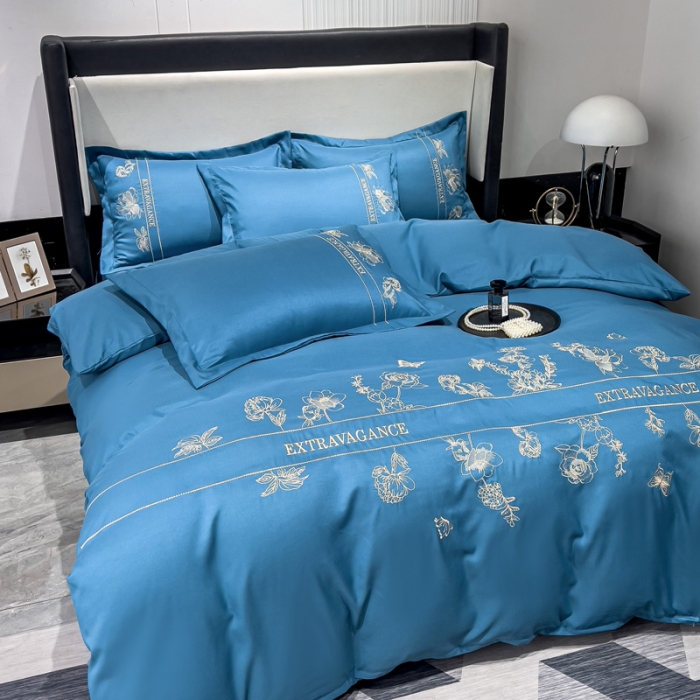 91家纺网 家纺一手货源 找家纺 靓生活 2023新款纯色轻奢水洗磨毛绣花四件套-爱情玫瑰 爱情玫瑰-宾利兰