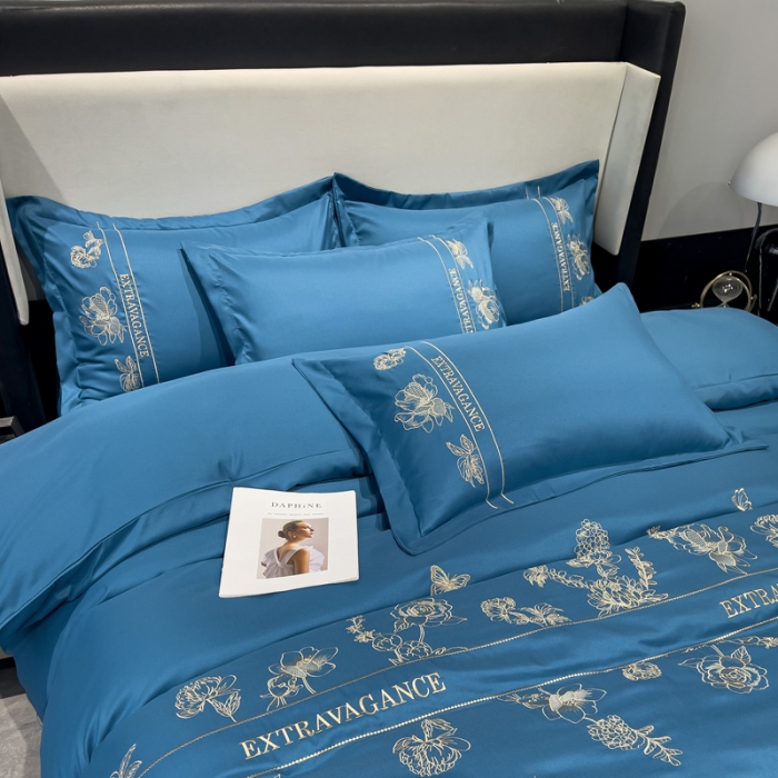 91家纺网 家纺一手货源 找家纺 靓生活 2023新款纯色轻奢水洗磨毛绣花四件套-爱情玫瑰 爱情玫瑰-宾利兰