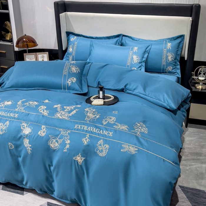 91家纺网 家纺一手货源 找家纺 靓生活 2023新款纯色轻奢水洗磨毛绣花四件套-爱情玫瑰 爱情玫瑰-宾利兰