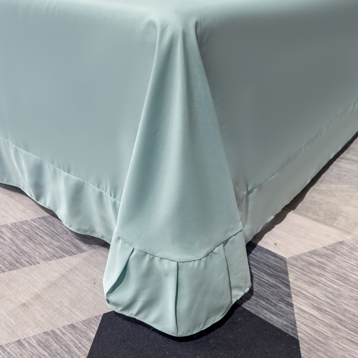 91家纺网 家纺一手货源 找家纺 靓生活 2023新款纯色轻奢水洗磨毛绣花四件套-爱情玫瑰 爱情玫瑰-浅绿