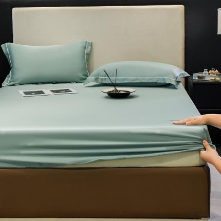 91家纺网 家纺一手货源 找家纺 新款100s兰晶精天丝床笠 海盐蓝