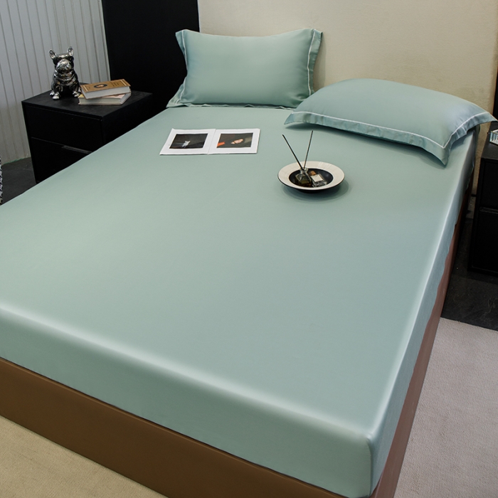 91家纺网 家纺一手货源 找家纺 新款100s兰晶精天丝床笠 海盐蓝