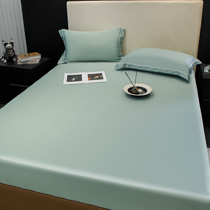 91家纺网 家纺一手货源 找家纺 新款100s兰晶精天丝床笠 海盐蓝