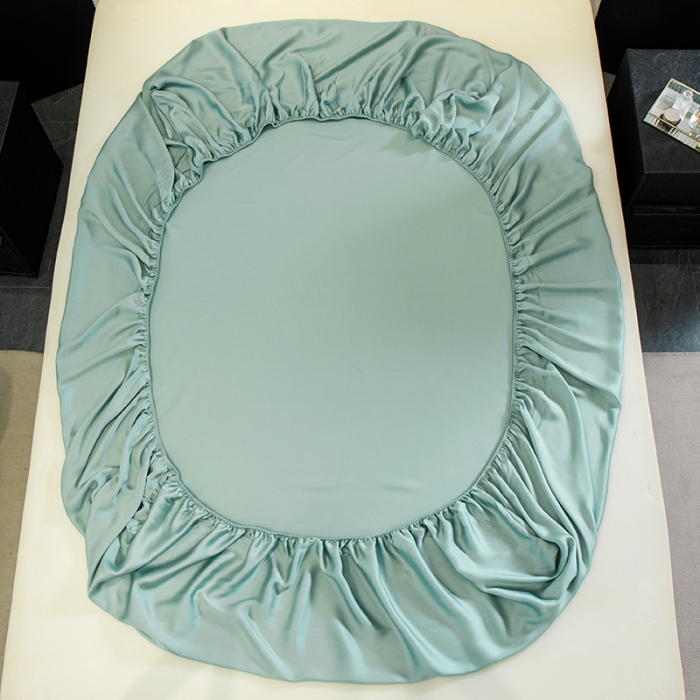 91家纺网 家纺一手货源 找家纺 新款100s兰晶精天丝床笠 海盐蓝