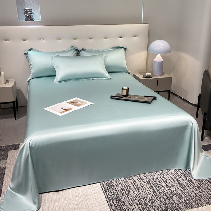 91家纺网 家纺一手货源 找家纺 涵宸家纺2023新款天丝TM纯色-单床单 单床单-碧海绿