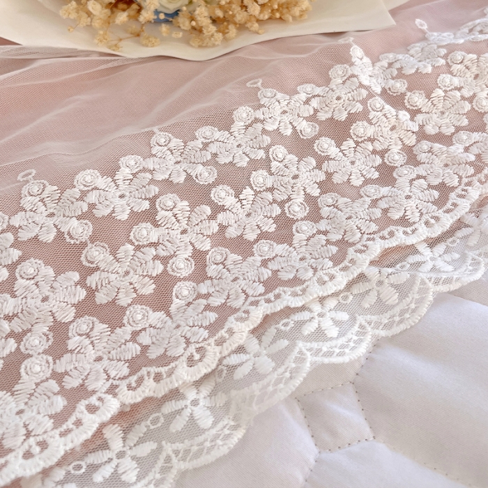 91家纺网 家纺一手货源 找家纺 罗艺轩 2024新款 泡泡纱夹棉床裙白雪公主系列四件套 美人玉