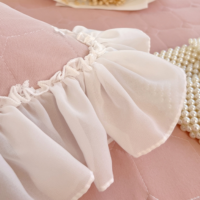 91家纺网 家纺一手货源 找家纺 罗艺轩 2024新款 泡泡纱夹棉床裙白雪公主系列四件套 美人玉