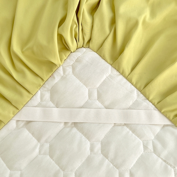 91家纺网 家纺一手货源 找家纺 罗艺轩 2024新款 泡泡纱夹棉床裙白雪公主系列四件套 青草绿