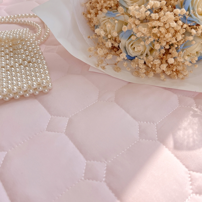 91家纺网 家纺一手货源 找家纺 罗艺轩 2024新款 泡泡纱夹棉床裙白雪公主系列四件套 少女粉