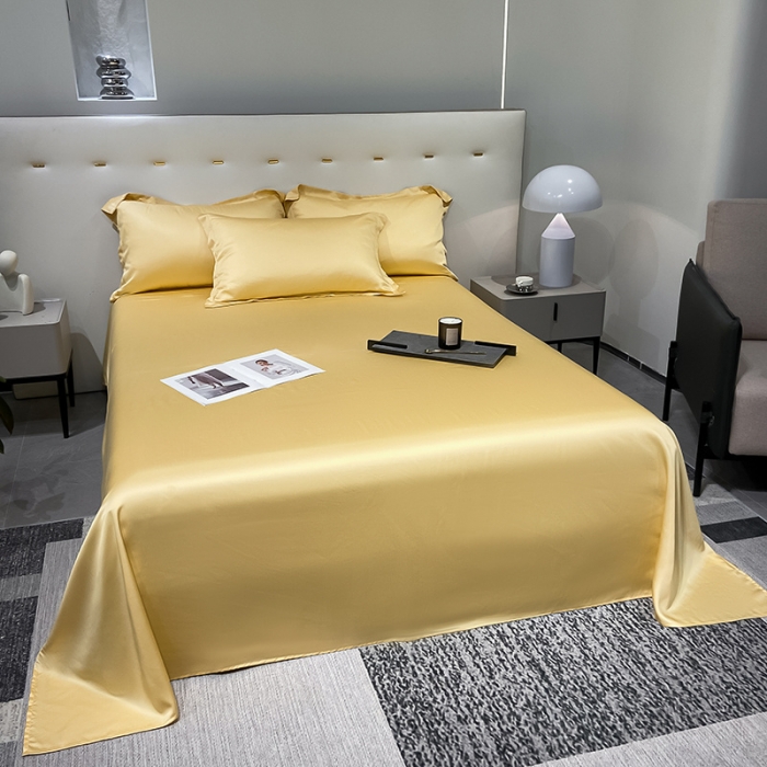 91家纺网 家纺一手货源 找家纺 涵宸家纺2023新款天丝TM纯色-单床单 单床单-锦黄