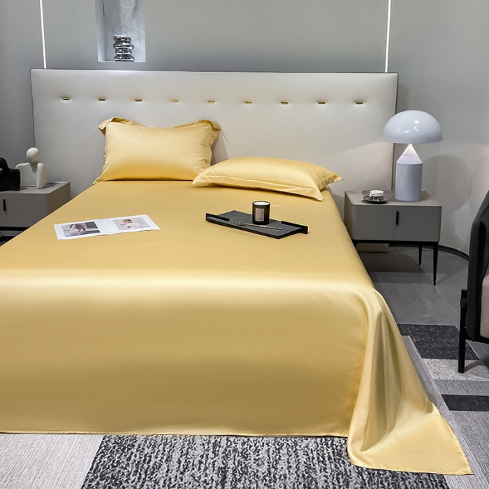 91家纺网 家纺一手货源 找家纺 涵宸家纺2023新款天丝TM纯色-单床单 单床单-锦黄